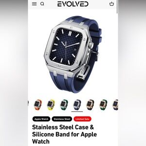 Evolved stainless steel case and silicone watch band